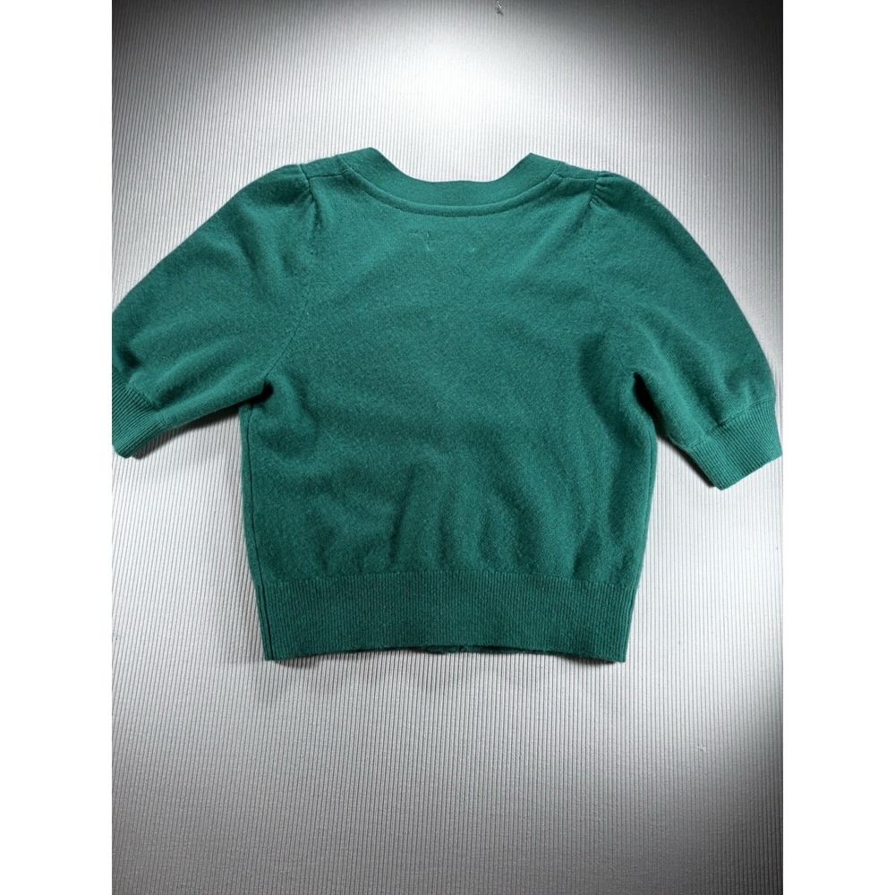 Anthropologie‎ Maeve Puff Sleeve 100% Cashmere Cardi Sweater Green XS - Picture 7 of 9